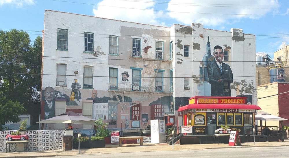 The iconic Ollie's Trolley building and mural in Cincinnati's West End